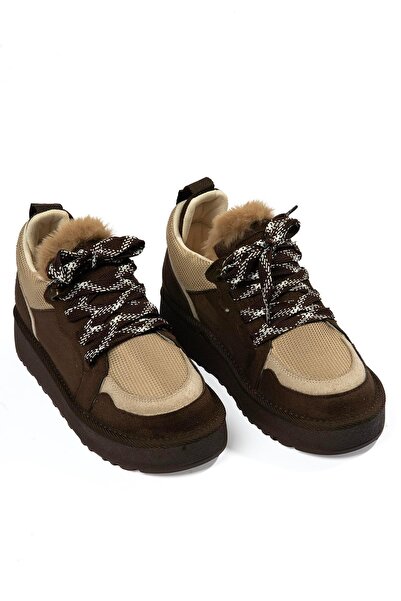 Mubiano Kadın Süet Bot Bağcıklı Kahve Nordra