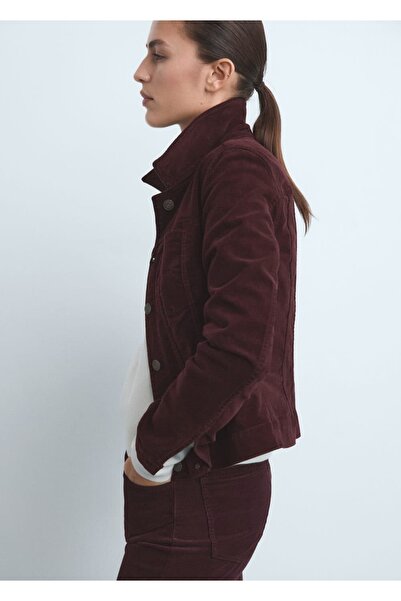 MANGO Woman Dikişli kadife mont