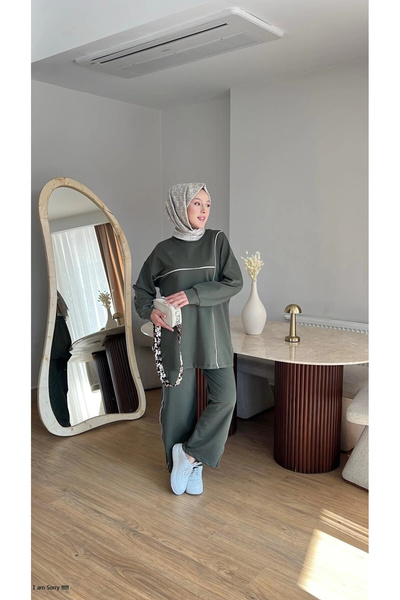 Mihran Butik Olivia Women's Seasonal Combed Cotton Top and Bottom Sports and Comfortable Wear Double Set