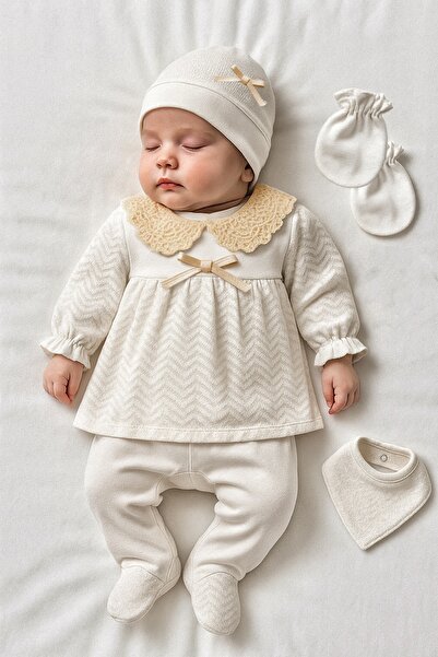 GizaKids 100% Cotton Baby Girl Newborn 5 Piece Hospital Discharge Set