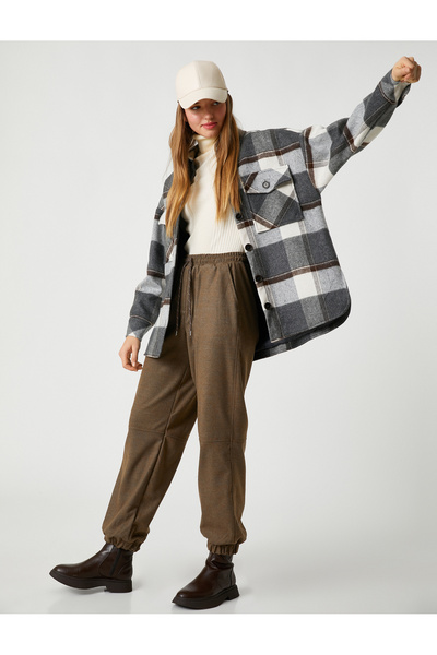 Koton Jogger Παντελόνι Μέσης Ελαστική Δαντέλα Ύφασμα