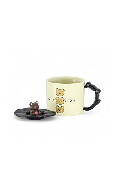 Tutku silikon kapaklı sevimli ayıcıklı kupa