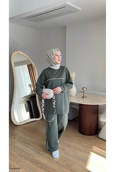 Mihran Butik Olivia Women's Seasonal Combed Cotton Top and Bottom Sports and Comfortable Wear Double Set