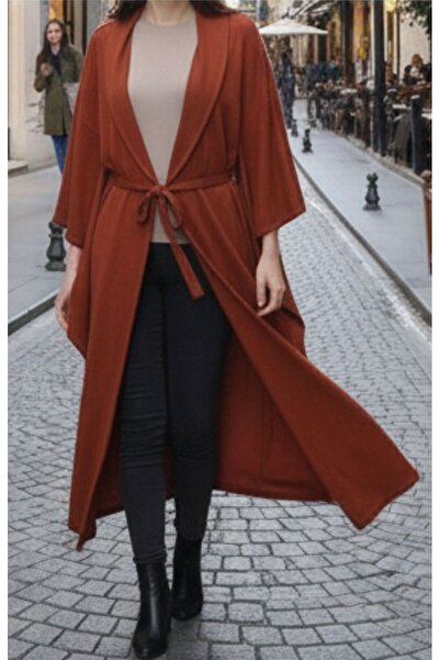 Cockatoo Women's Black Belted Long Kimono