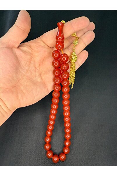 Anemore Collection   أحمر 14MMX13MM T-777 قضيب تجعيد عنبر مسبحة كروية