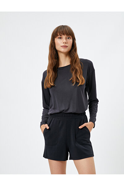 Koton Pyjama-Oberteil mit Rundhalsausschnitt und langen Ärmeln aus Modal-Mix