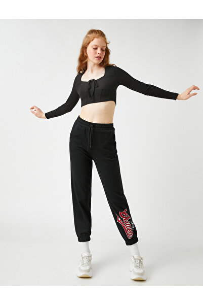 Koton بنطال رياضي أسود للسيدات 3WAL40127IK