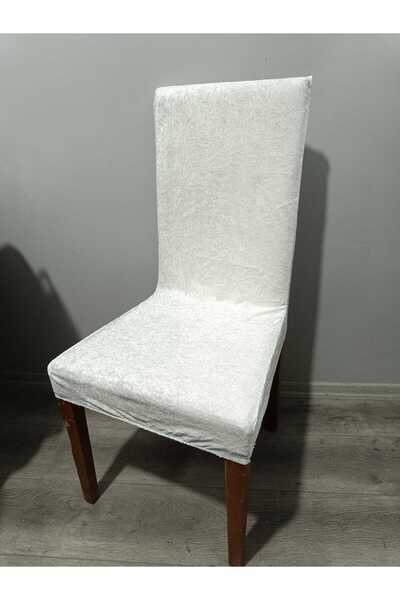 BASHTUGH TİCARET Bashtugh Sandalye Kılıfı , Yıkanabilir, Lastikli ,kadife Kumaş Sandalye Örtüsü 6 Adet Bir Paket.