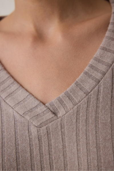 Penti Latte Mocha Soft V Neck Long Sleeve Pajama Set