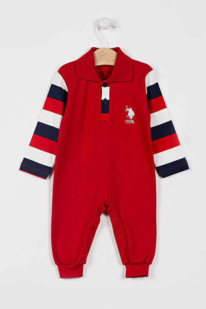 U.S. Polo Assn. Base. Polo Assn Licensed Red Baby Boy Jumpsuit Without Booties