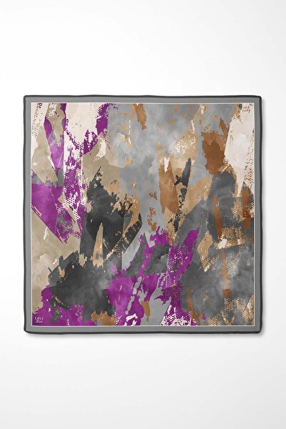 Levidor Gray Mixed Pattern Twill Silk Scarf