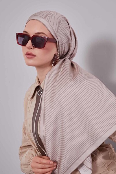 Levidor Mink stripe pattern twill silk scarf