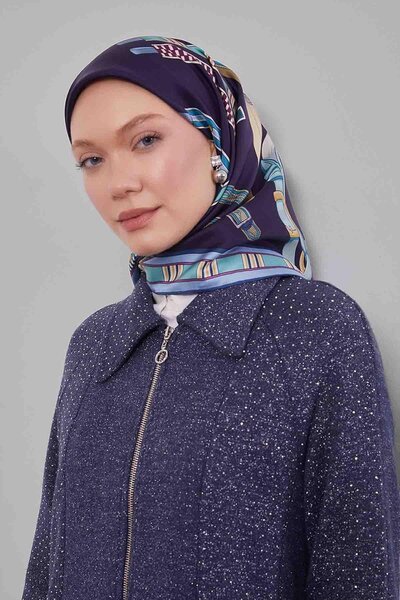 Levidor Dark Navy Blue Twill Silk Scarf Lunera Collection