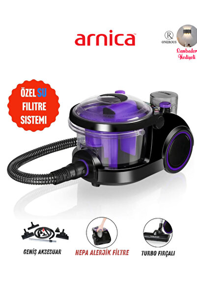 Arnica Bora Su Filtreli Süpürge, 850w, Hepa 13 Filtre, Siyah-mor Şık Ergonomi...