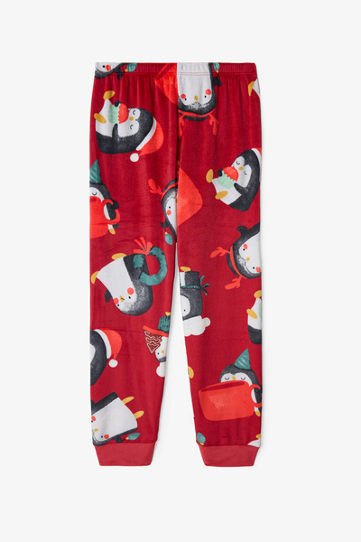 Penti Set de pijamale cu mâneci lungi cu model pinguin pentru fetiță roșie