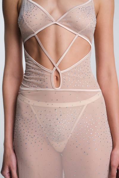 Penti Bej Sandy Taş Detaylı Ayarlanabilir Askılı Gecelik