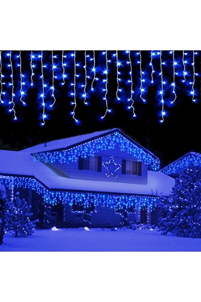 OEM Instalație de Crăciun 20 m, 400 LED-uri, 8 efecte luminoase, Exterior/Interior, Interconectabilă, Albastră