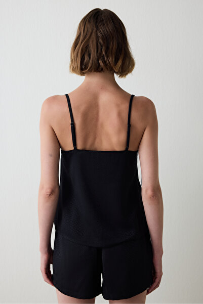 Penti Black Fleur Satin Shorts Pajama Bottoms