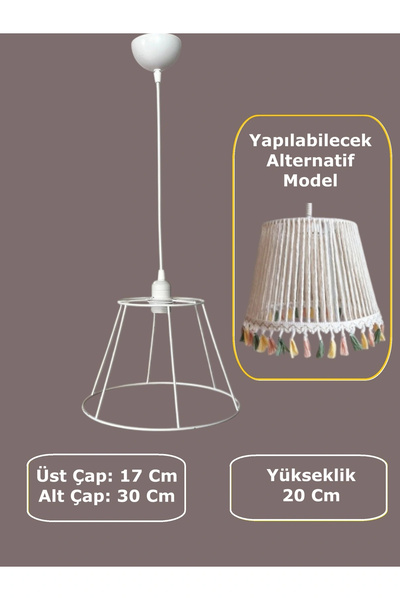 CONANA Konik Avize Teli , İskeleti (Standart Boy 30x20 Cm) Beyaz Statik Boyal...