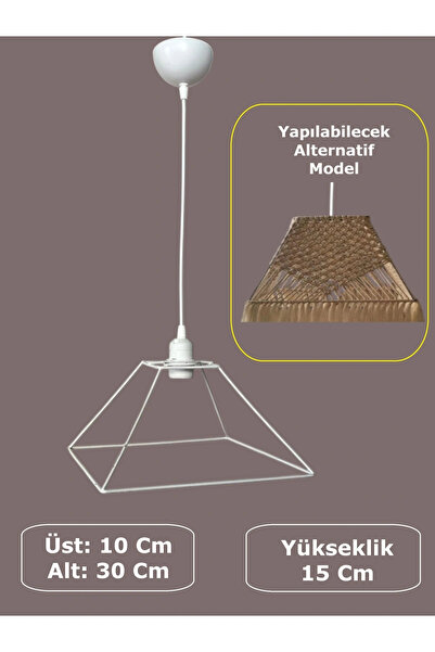 CONANA Kare Avize Teli , İskeleti (30x15 Cm) Beyaz Statik Boyalı (Duy Takımı ...
