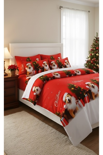 Casa Pucioasa Lenjerie pat dublu, din Finet, Pucioasa, 6 Piese, Cearceaf cu e...