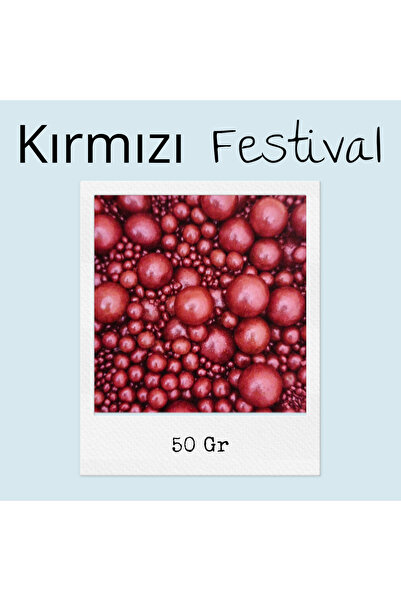 hediyehobihersey Kırmızı Festival Boncuk Şeker 50Gr Yumuşak Yenilebilir