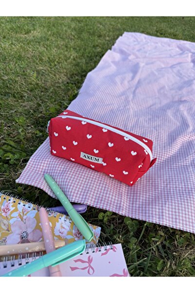 AXUM حقيبة أقلام على شكل قلب أحمر - 20x7x6 سم