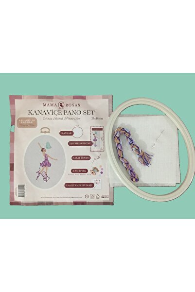 Besa Mama Rosas Kanaviçe Pano Set & 23 x 18 cm