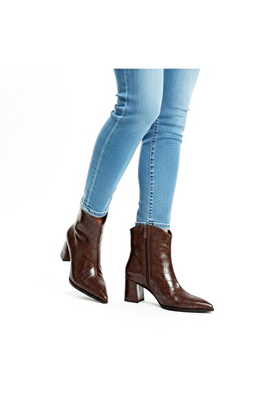 v.s.h velvet Dámské klasické dámské boty s krokodýlím vzorem se špičatou špičkou na silném podpatku s bočním zipem