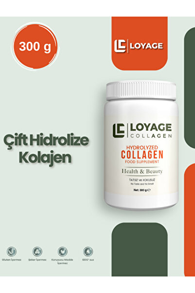 LOYAGE Yüksek Biyoaktif Çift Hidrolize Saf Collagen Kolajen 300gr 30 Günlük