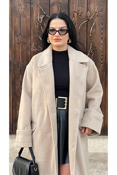 Butik KADIN PREMIUM KAŞE UZUN KABAN TAŞ
