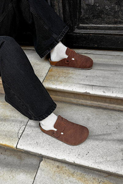 MİLAYA SHOES Hardy Soft Step Buckle Suede Slippers – Suitable for Home and Outdoor Use