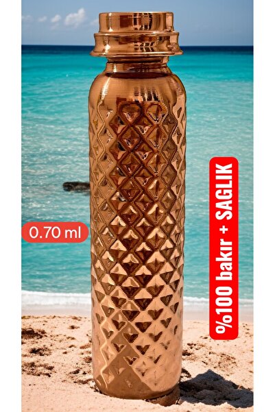 gulflower nude %100 Bakır El Yapımı Su Matarasi 700 ml Sağlık Için Çok Faydal...