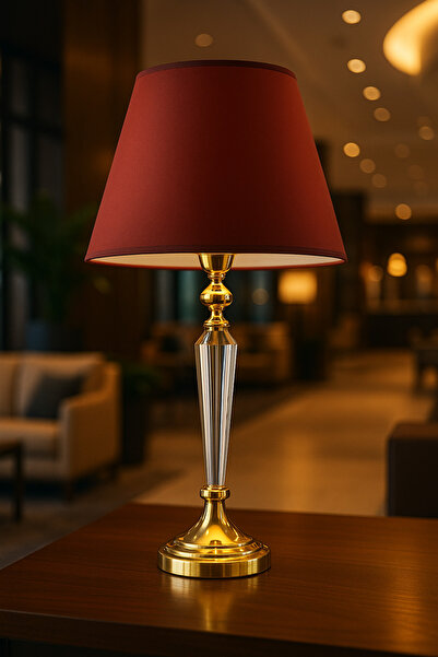 Lampada Amore Gold Kristal Metal Abajur - Kırmızı