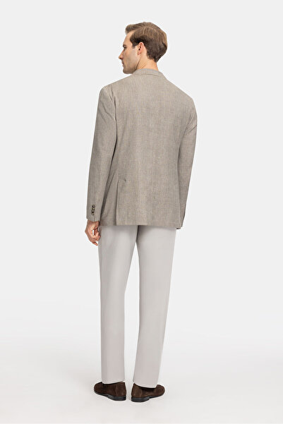 W Collection Beige Buttoned Linen Wool Jacket
