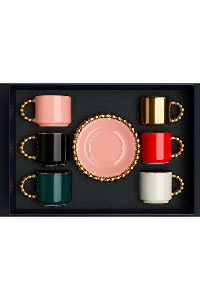 KRD Set of 6 Gold Pearl Cup with Handle