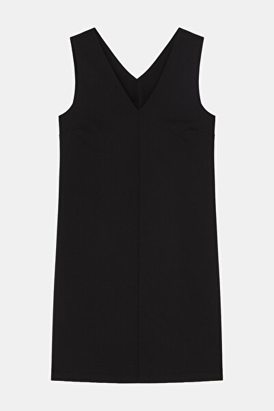 W Collection SİYAH YÜN KARIŞIMLI KOLSUZ MİNİ ELBİSE