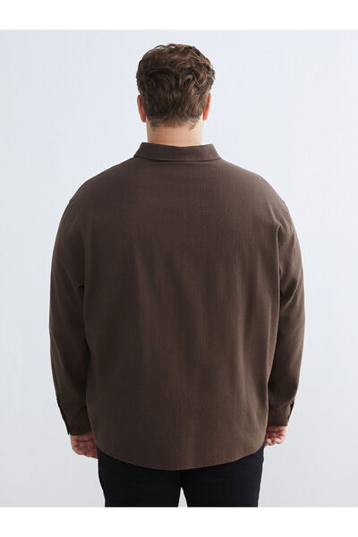 LC Waikiki Ανδρικό πουκάμισο με μακρυμάνικο λινό εμφάνιση, μεγάλου μεγέθους και κανονική εφαρμογή, Vision New Season