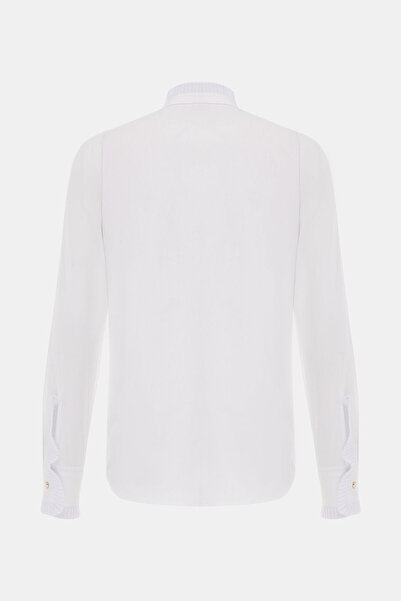 W Collection White Collar Long Sleeve Bluz