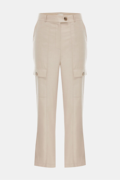 W Collection Beige Pipe Leg High Waist Pants