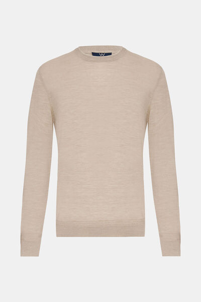 W Collection Beige Crew Neck Long Sleeve Sweater