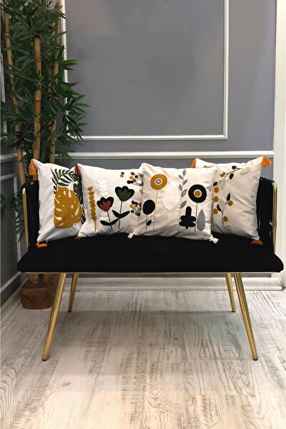 Dolce Mariee Embroidered Tassel Decorative Throw Pillow Cover Set (4 Pieces -...