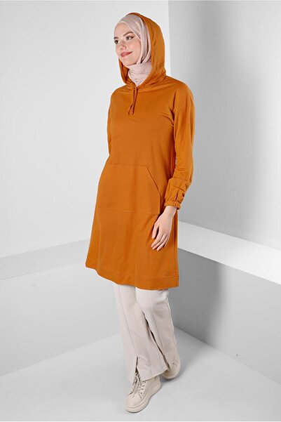 Alvina Hooded and Cuffs Elastic Tunic 43619