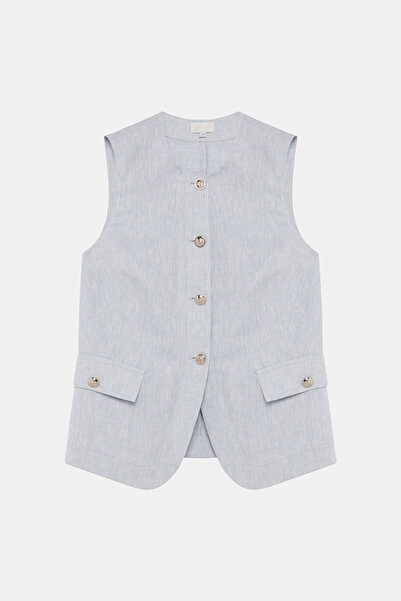 W Collection Light Blue Linen Cotton Vest