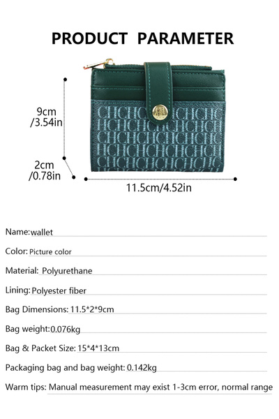 chch Classic Color-Block Square Fold Wallet Snap Closure Design Lightweight Women's Card Holder
