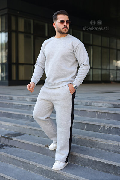 Berka 3 İplik Ş Fleece-Lined Baggy Sweatpants Men's O Oversized Thick Winter Premium Quality