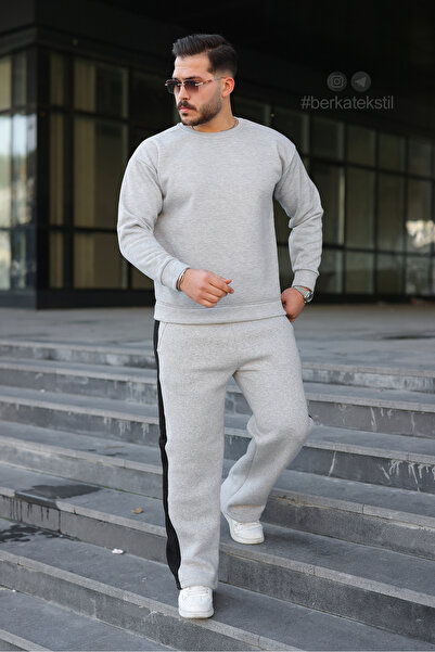 Berka 3 İplik Ş Fleece-Lined Baggy Sweatpants Men's O Oversized Thick Winter Premium Quality