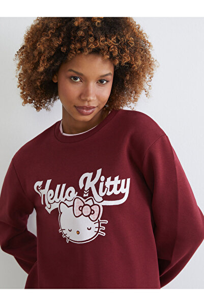 LC Waikiki XSIDEBordo Hello Kitty cu imprimeu Swea gros pentru femei tricou