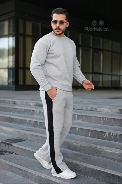 Berka 3 İplik Ş Fleece-Lined Baggy Sweatpants Men's O Oversized Thick Winter Premium Quality