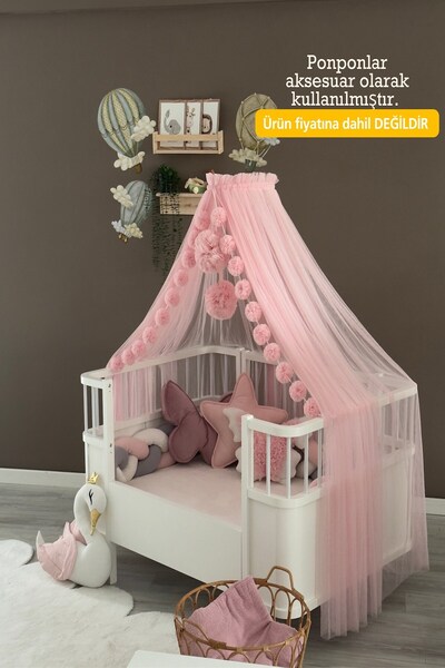 Miniden Toz Pembe Aparatlı Beşik Cibinliği